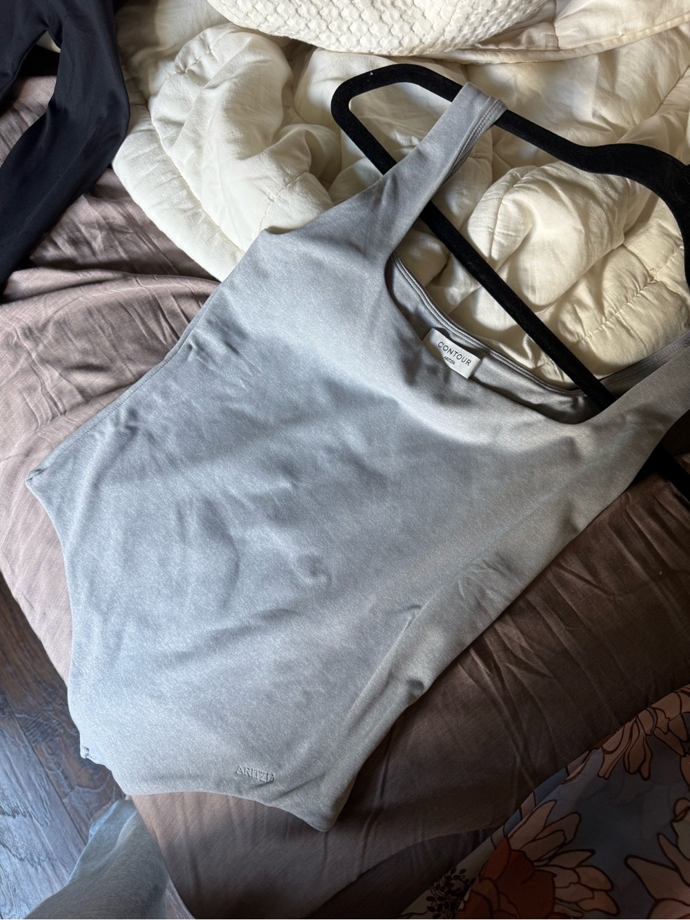 Aritzia Contour Light Gray Scoop Neck Bodysuit